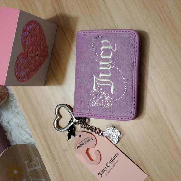 Juicy Couture Accessories - Juicy Couture Violet Tulle Wing It Card Case  with Heart Charm Key Fob 🦋✨ 🆕